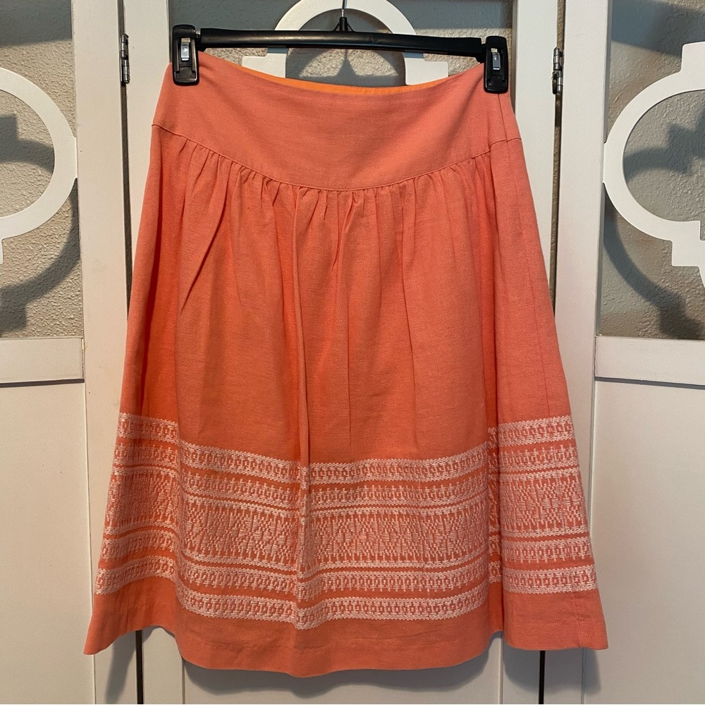 DE Collection Peach/Orange A-Line Pleated Skirt